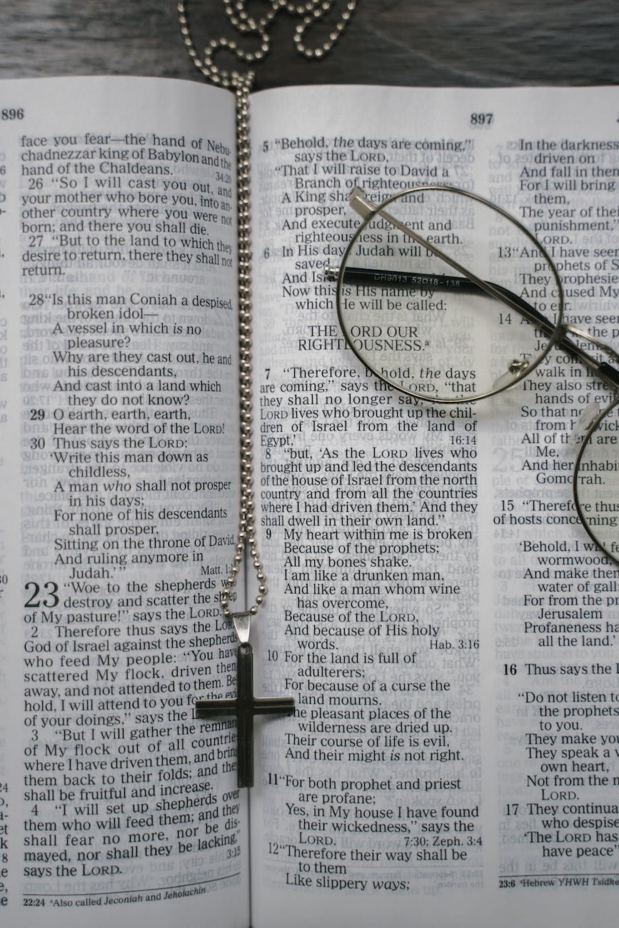 necklace with cross on a book